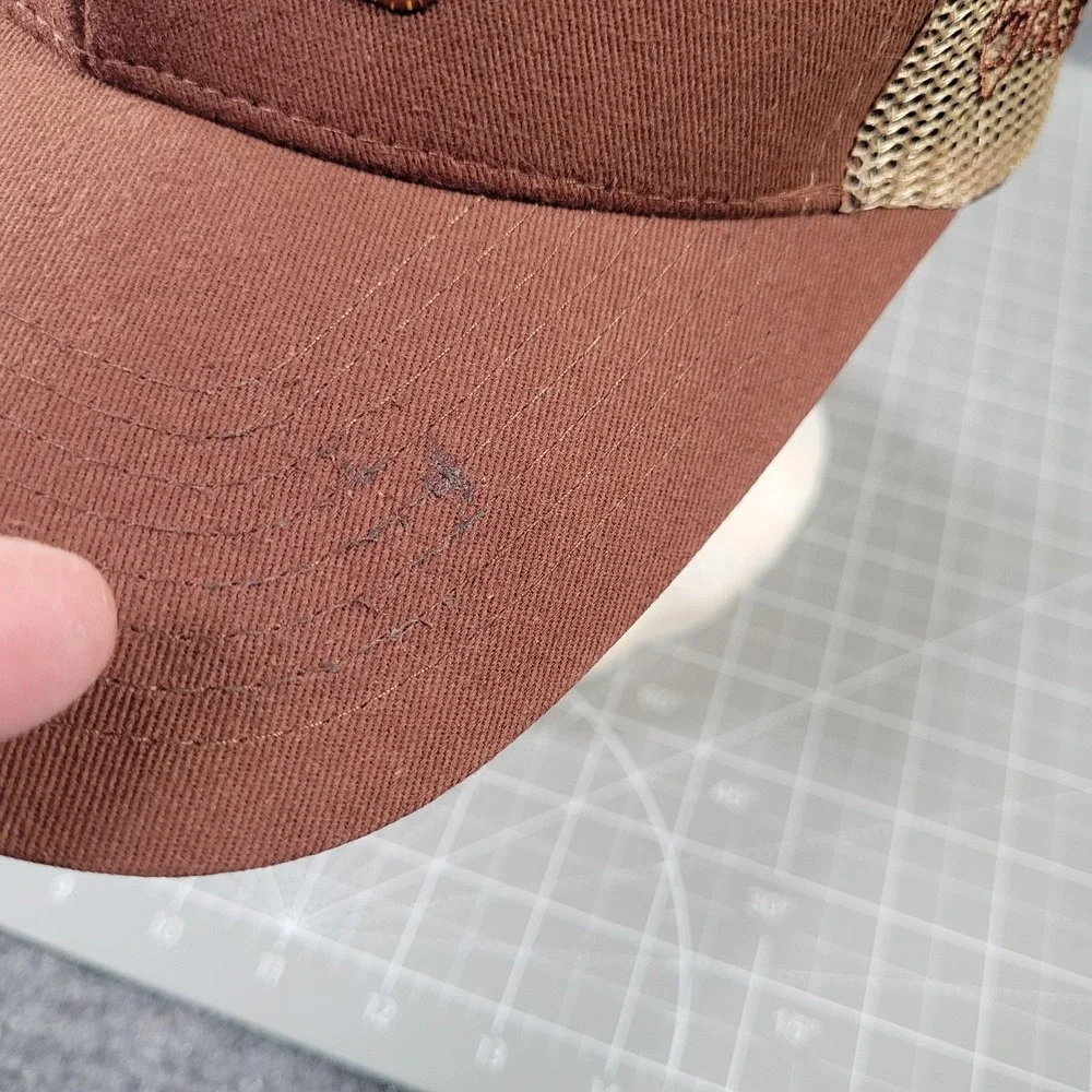 Ariat‎ Hat Cap Snap Back Mens Brown Trucker Mesh USA Flag Patch Western Snapback